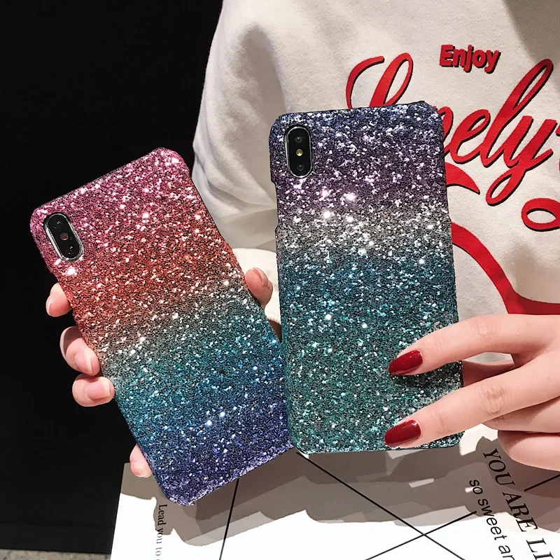 

Bling Glitter Sequins Case for iPhone 7 8 Plus XSMax iPhone XR XS Max Gradient Hard PC Cover for iPhone 6 S 6S Plus X 10 Coque