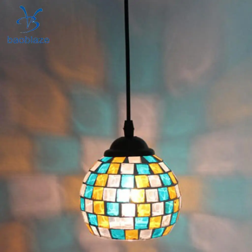 Vintage Hanging Light Mosaic Design Pendant Ceiling Lampshade Stained Glass 6#