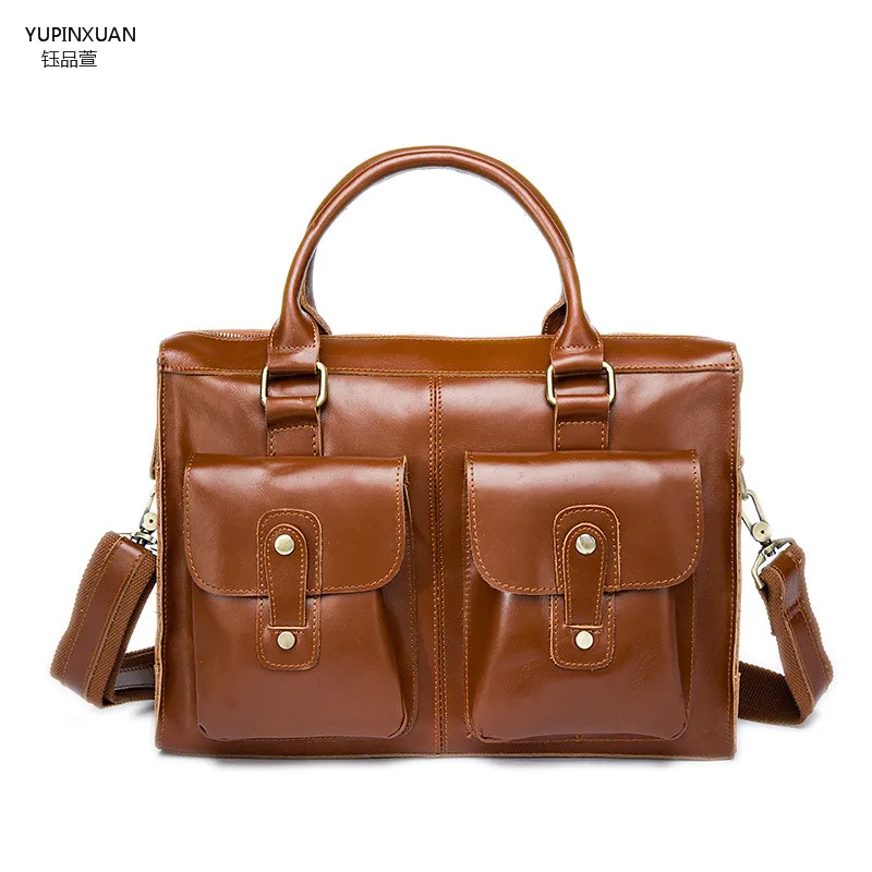 YUPINXUAN Cow Leather Messenger Bags Business Men Briefcases Maleta