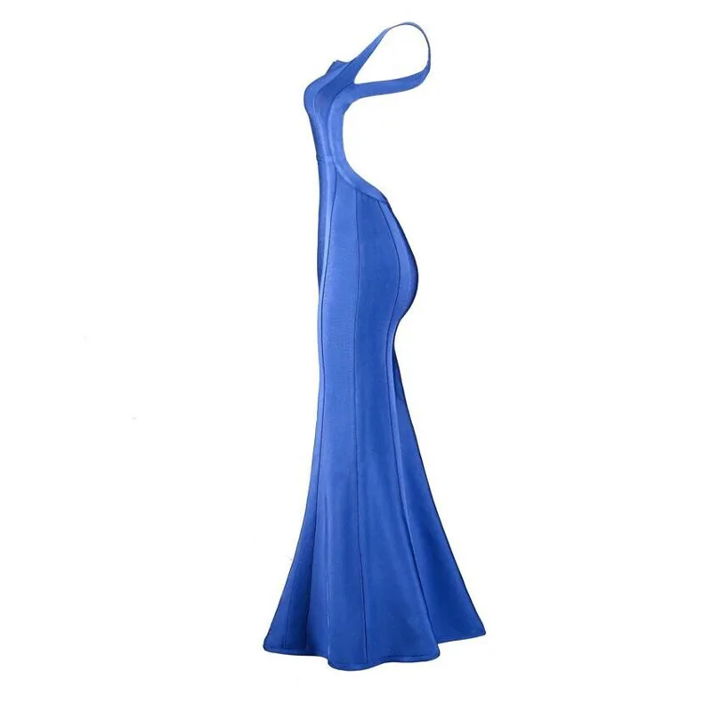 ERDAOBEN Топ Бренд женское длинное облегающее платье для длина паркета Клубное платье Синий H72902