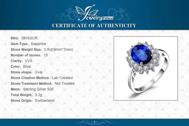 JewelryPalace Created Blue Sapphire Ring Princess Crown Halo Engagement Wedding Rings 925 Sterling Silver Rings For Women 2021 6