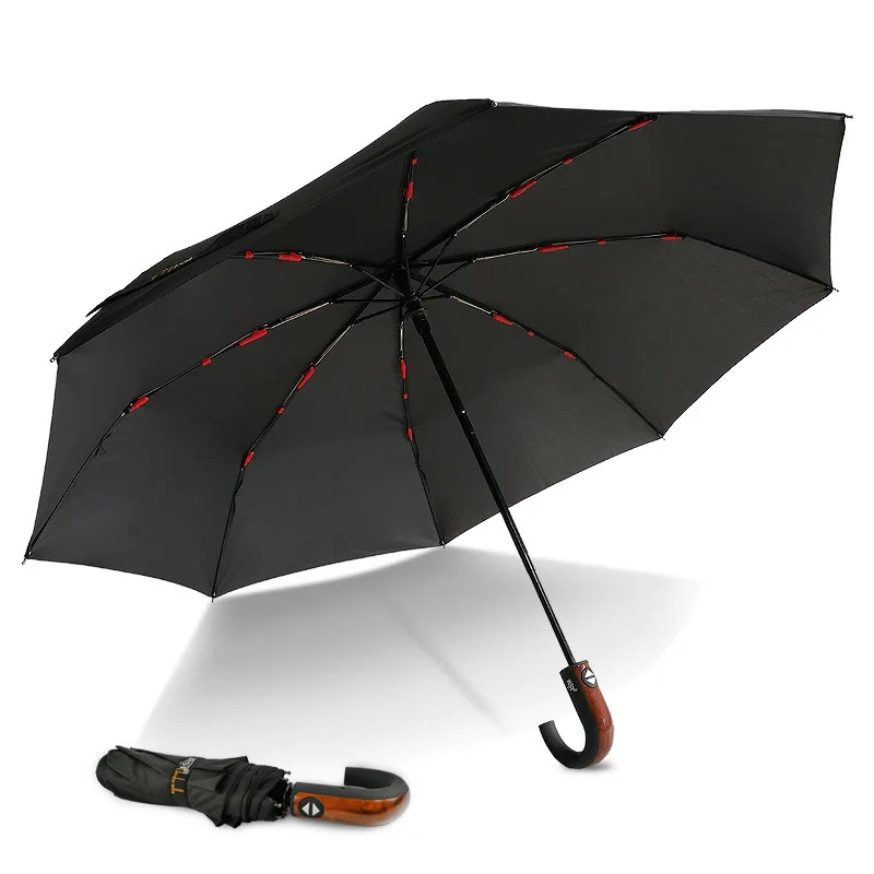 RST Классический английский стиль автоматический зонтик дождь женщины WindResistant 3 складной изогнутая рукоятка Бизнес Мужские зонтики зонтик