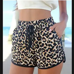 2018 летние пикантные леопардовые шорты для женщин; Большие размеры S-XXL свободные хлопковые шорты Повседневное Высокая Талия Короткие штаны