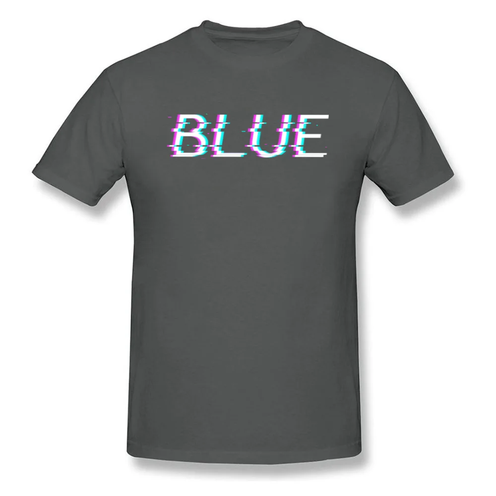 Glitch Blue Personalized Tops Tees Short Sleeve for Men 100% Cotton Father Day O Neck T Shirts Slim Fit T Shirts Funky Glitch Blue carbon