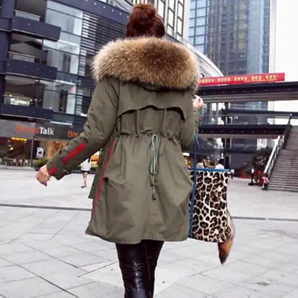 

Winter Jacket Women 2016 Faux Fur Hood Coat Brand Army Green Big Raccoon Long Warm Winter basic coats women Parka casual jacket