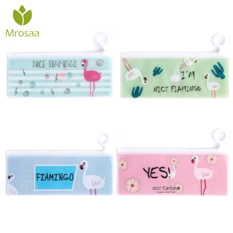 

Waterproof Cute Kawaii Lovely Clear Transparent Flamingo File Bag Document Zipper Receive Bag File Folder Stationery Pencil case