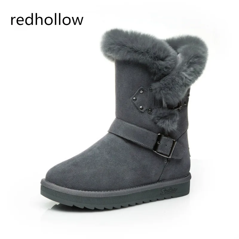 

Snow Boots Brand Women Winter Boots Warm Genuine Leather Shoes Real Fur Plush Women Fashion Buckle Casual Boots High Quality