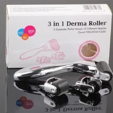 3 в 1 комплект Дерма ролик для тела и уход за кожей лица и глаз коллаген инъекции дермы ролик 180 600 1200 иглы дермароллер для кожи; Прямая поставка