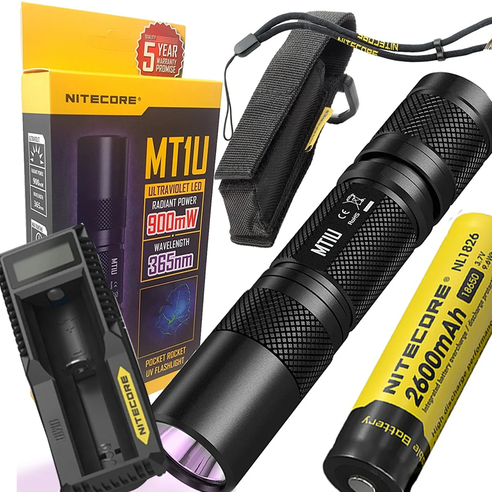 

NITECORE MT1U UV Led Light Handy Ultraviolet Flashlight for Outdoor Searching Fishing Hunting with 2600mAh battery um10 charger