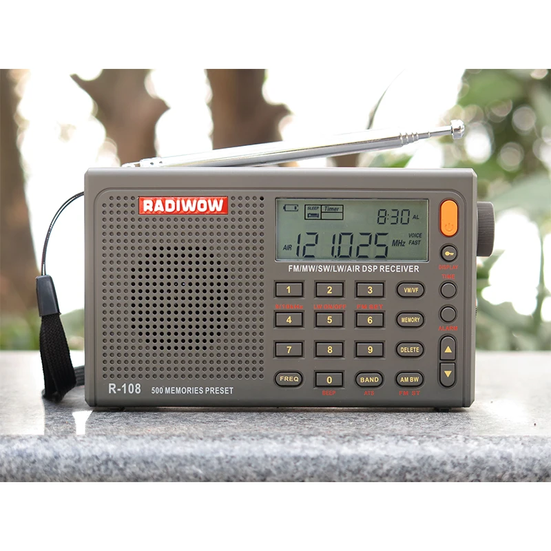 Radiwow R-108 цифровой портативный Радио Стерео FM/LW/SW/MW/AIR/DSP с ЖК-дисплеем/высококачественной функцией звуковой сигнализации для внутреннего и наружного использования