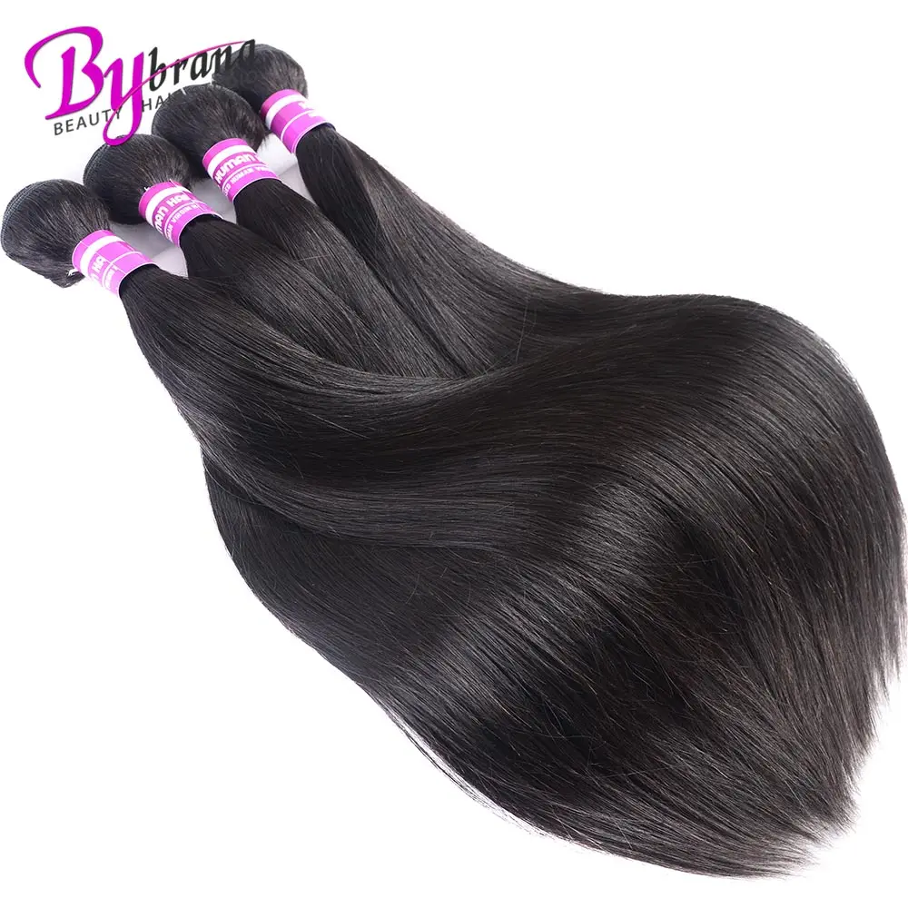 

22 24 26 28 4 Bundles Straight Hair Human Hair Extensions Brazilian Remy Natural Color Weave Bundles 4 Bundles Bybrana