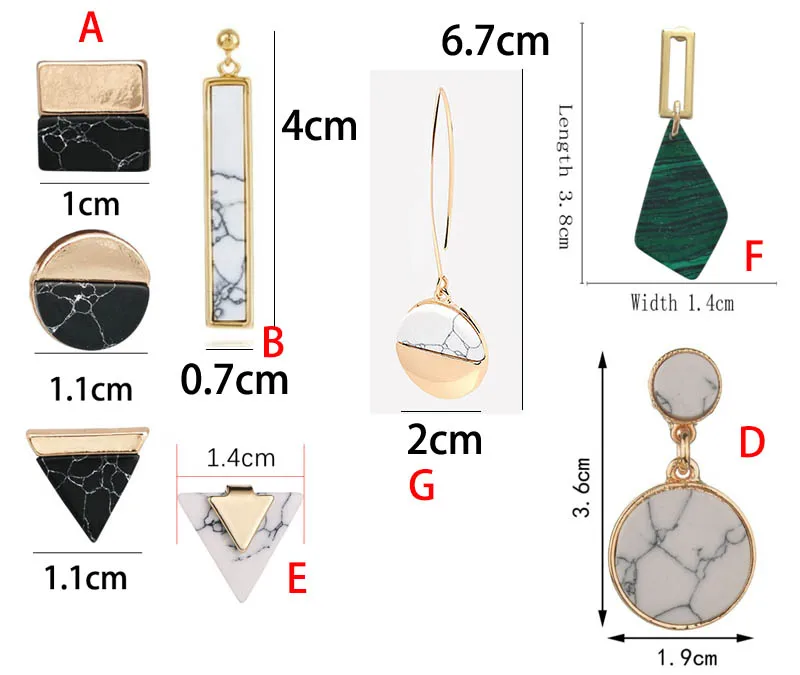 Минималистичные каменные женские серьги-гвоздики, простые треугольные квадратные мраморные серьга геометрической формы, ювелирные изделия, очаровательные подарки для девушек