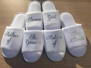 

personalized silver Wedding Slippers,Bridal Party Slippers, flower girl Bachelorette party favors gifts,wedding favor gifts