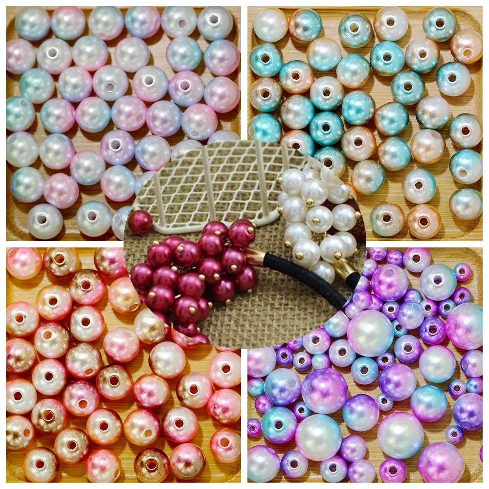 

4/6/8/10mm Ans Mix Size Rainbow Multicolor ABS Imitation Pearl Round Loose Beads DIY Necklace Garment Craft Accessories Making