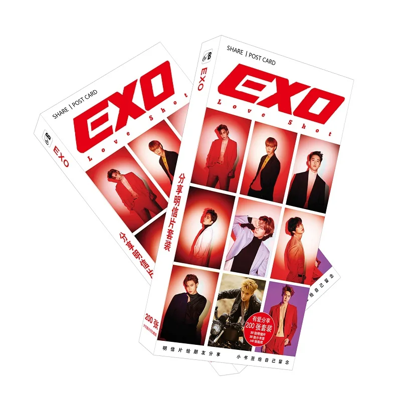 200 шт./компл. корейский EXO Бумага Почтовые открытки/поздравительная открытка оповещения о сообщениях(в том числе карты/рождества и год подарки