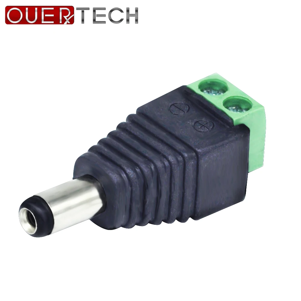 

OUERTECH 10 Pcs/lot 2.1mm DC Connector CCTV Male Plug Adapter Cable UTP Camera Video Balun Connector