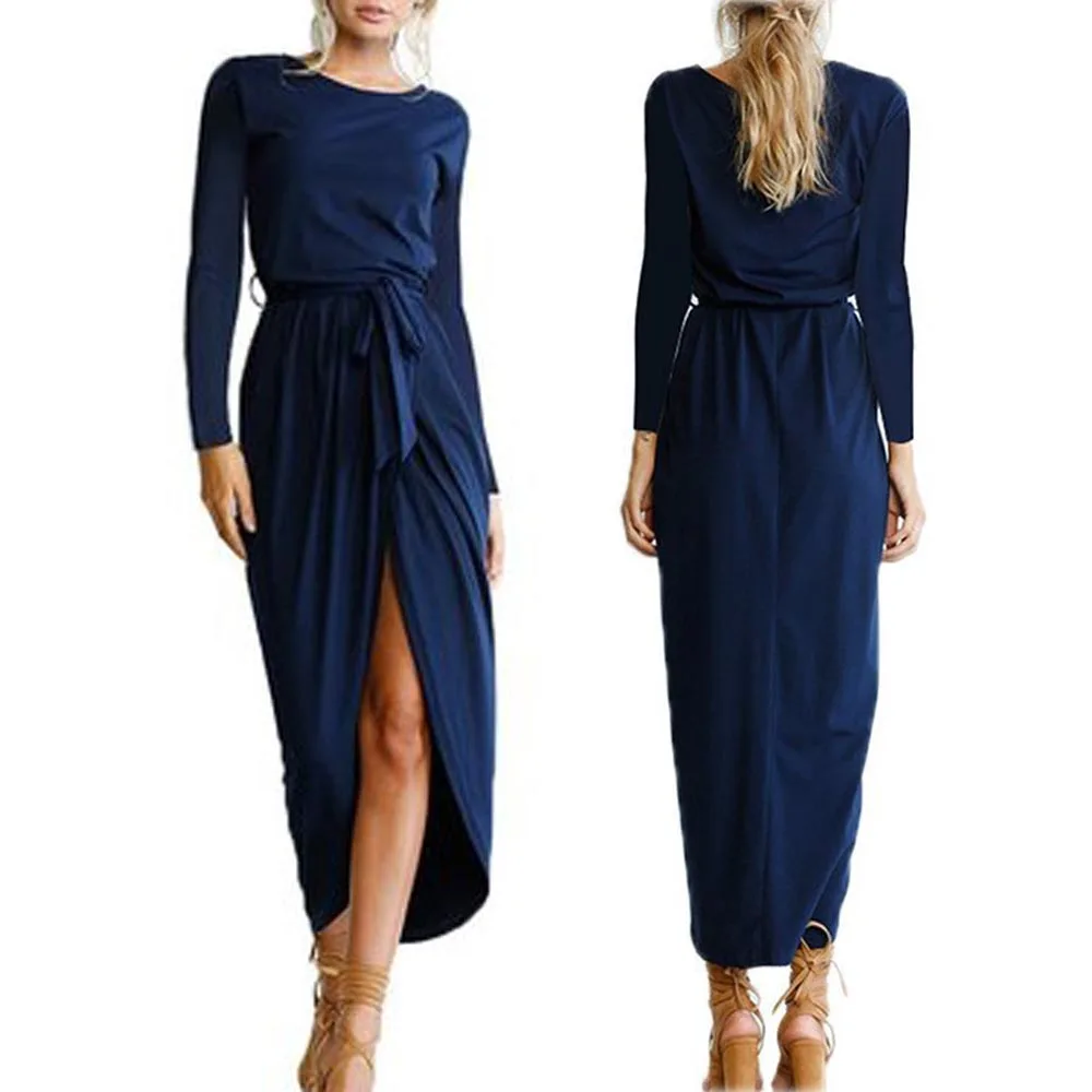 

Loose Long Sleeve Irregular Knit Split Dress Women 2020 Autumn Winter Plus Size a Line Maxi Party Bodycon Slim Elegant Dresses