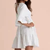 Robe de plage blanche courte, cover-up pour les costumes de bain, kaftans, paréos, tunique pour la plage, vêtements pour la plage ► Photo 3/5