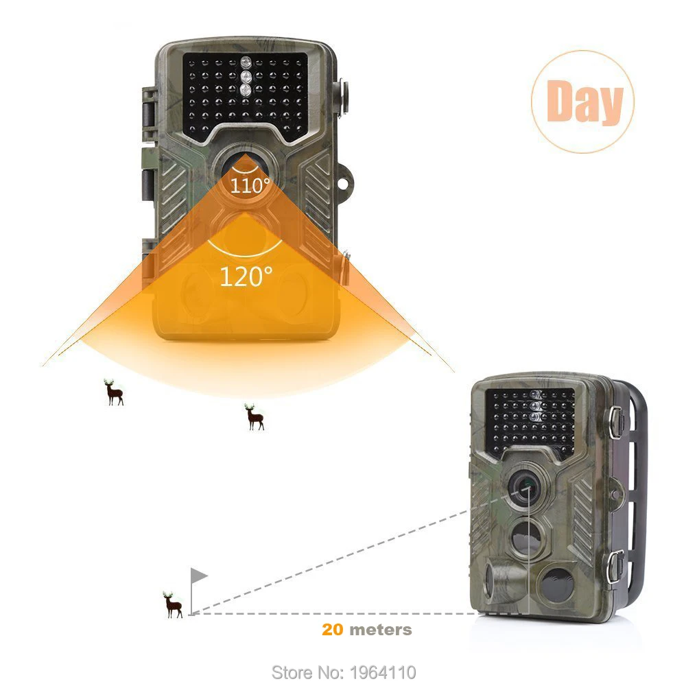 16MP HD Scouting Trail Camera Adjustable PIR Motion-triggered Infra-red Night Vision 2inch TFT Screen for Photo & Video Snapshot_F2