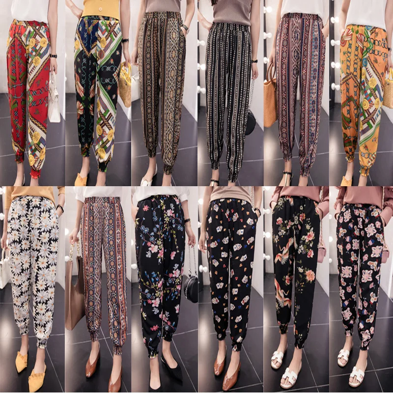 2019 New Spring Summer Thin Nine Minutes Harlan Pants Beach National Wind Baggy Trousers Wide-legged Women's Trousers 2019 New Spring Summer Thin Nine Minutes Harlan Pants Beach National Wind Baggy Trousers Wide-legged Women's Trousers