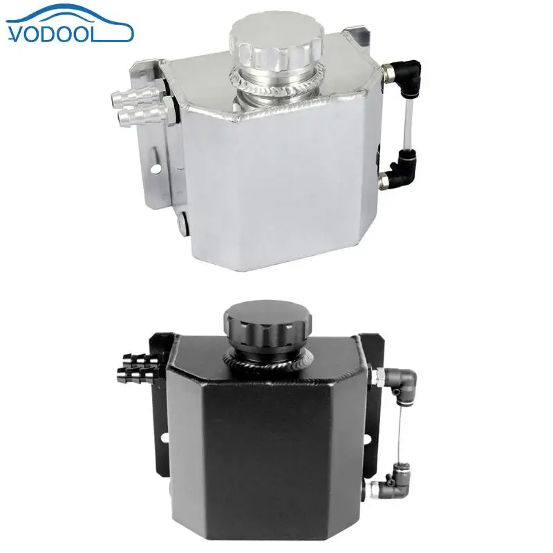 

Universal 1L 1000mL Auto Aluminum Oil Catch Can Reservoir Tank Car Oil Tank with Drain Plug Silver Black Car-styling