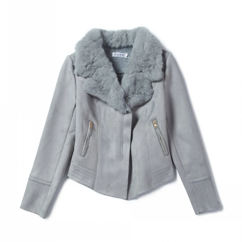 Greatest  Real Photos Winter Clothes Women Suede Coat Short Jacket Fur Collar Zipper Thick Slim Outwear chaqu