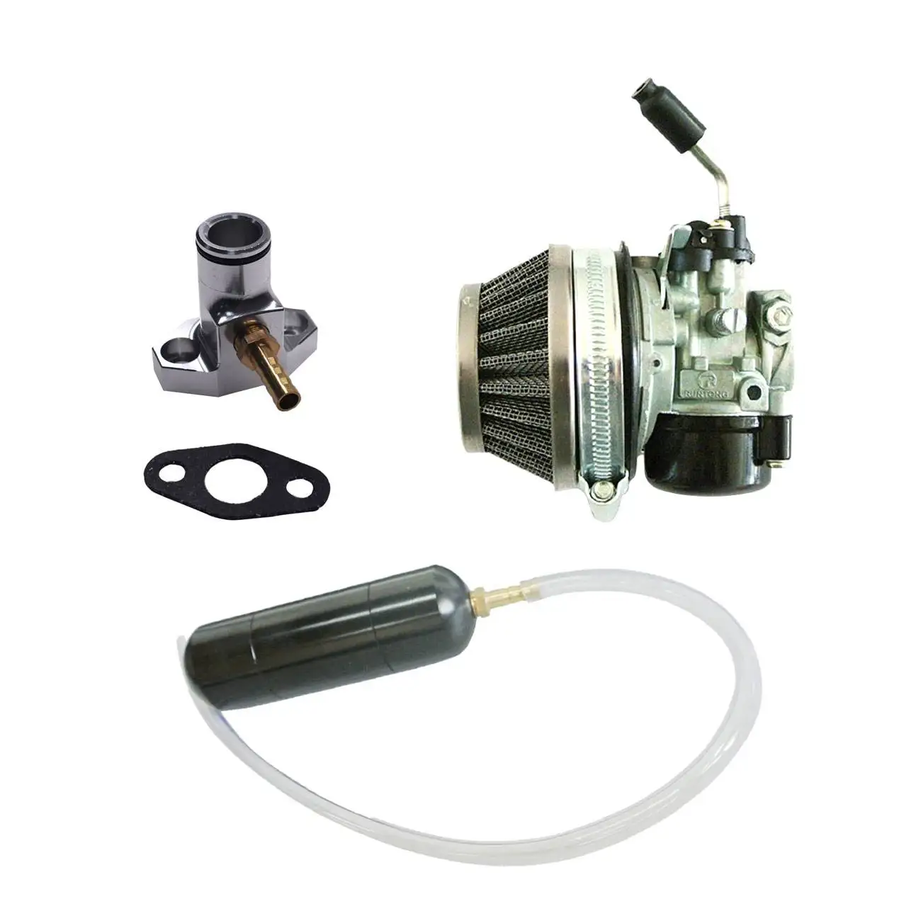 Black Gas Power Boost Bottle&Carburetor &Inlet Manifold Fit 66cc 80cc Motorized Bicycle Engine