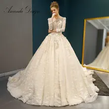 Amanda Design vestidos de noiva princesa кружевная Апликация бальное платье с длинным рукавом свадебное платье