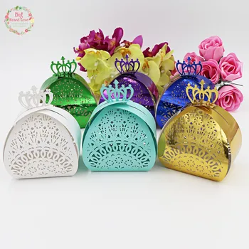 

Big Heard Love50pcs Lace And Crown Wedding Box Party Favors Gift Box Wedding Favors chocolate Candy Box Wedding Party Decoration
