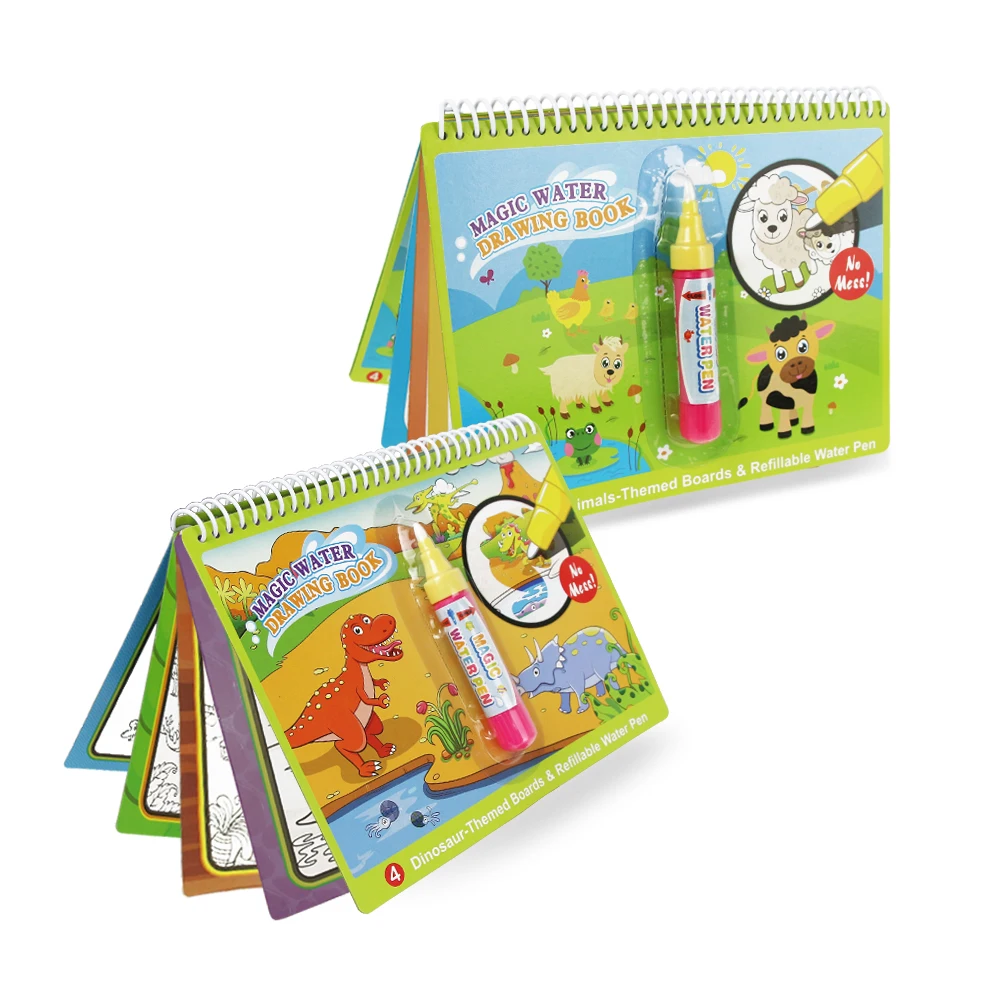 Magic Water Drawing Doodle Book & Magic Pen Coloring Painting Drawing Board 8 Types Early Educational Toys Birthday Gift For Kid