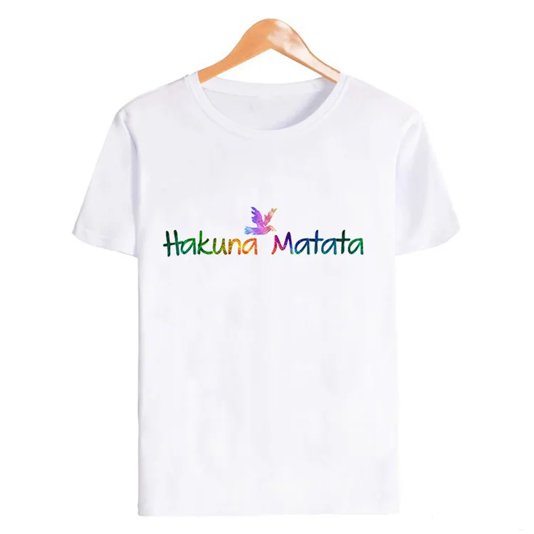 HAKUNA MATATA женская одежда Король Лев лучшие друзья Харадзюку kawaii Графические футболки женские эстетические футболки топы - Цвет: XWT0790-white
