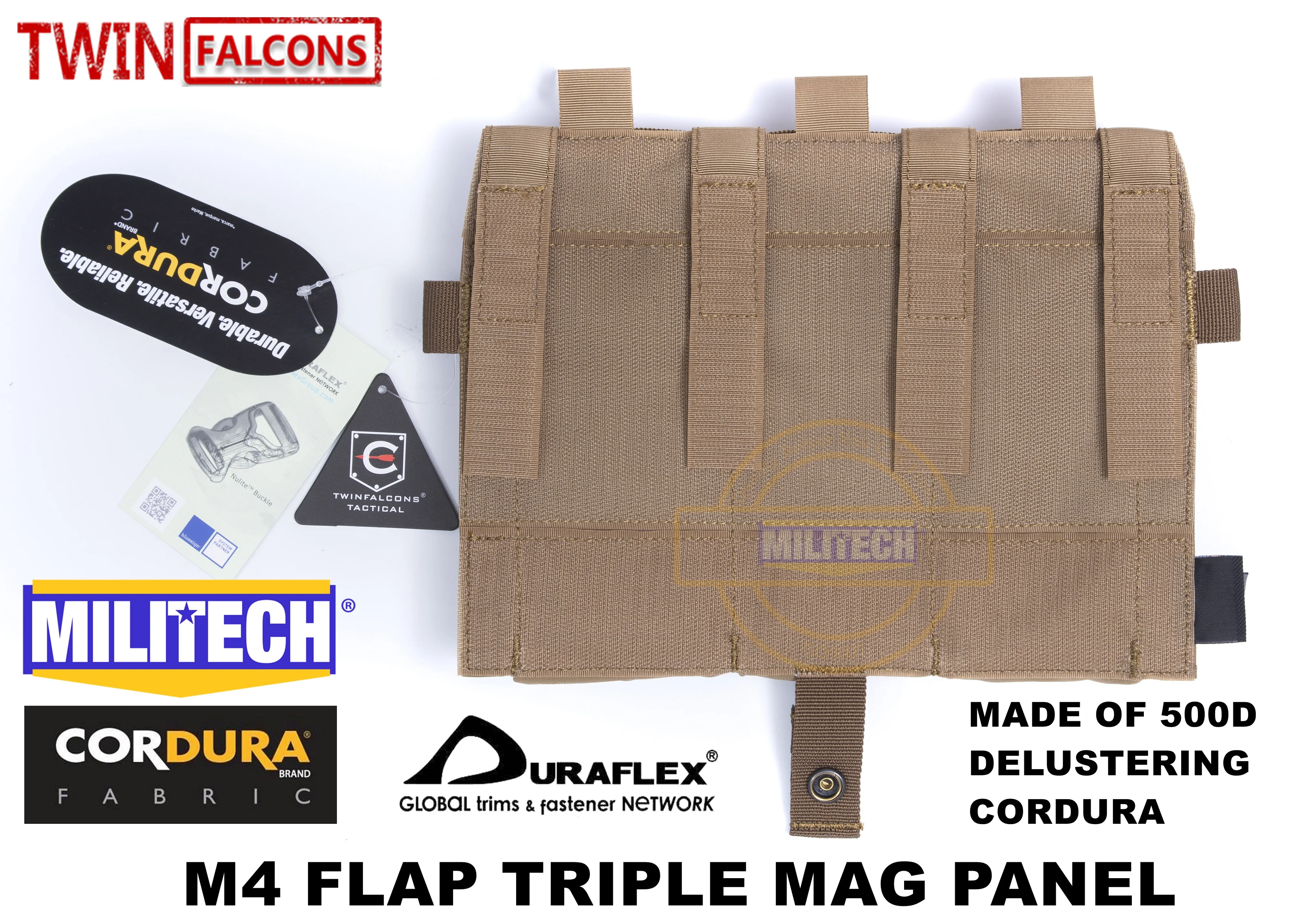 MILITECH twinfalcon TW Delustered Cordura Съемный клапан тройной M4 Mag мешочки панель для AVS CPC JPC 2 0 FCSK