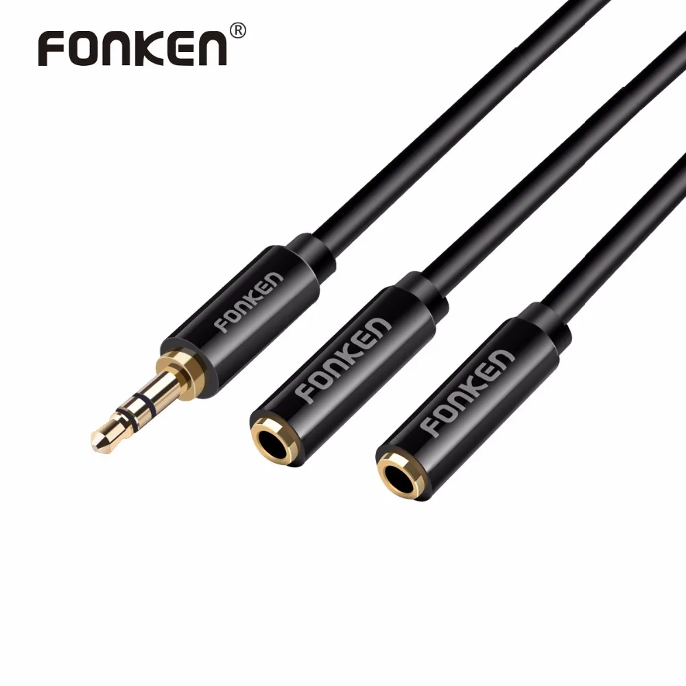 

FONKEN Audio Splitter Cable 3.5mm Audio Extension Cord Amplifier Cable HIFI Stereo AUX Cable for Smartphone Lover Music