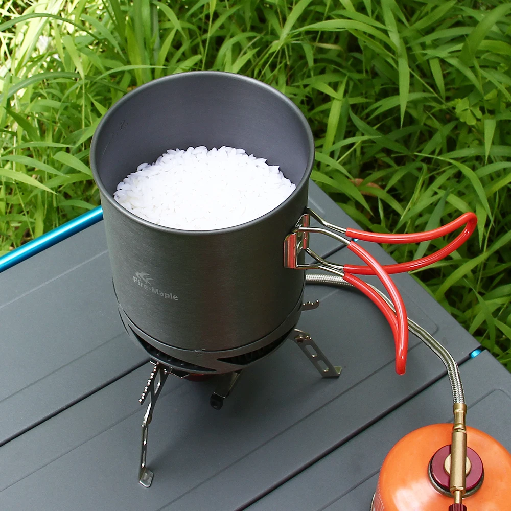 1L XK6 Camping olla calor recoger intercambiador de olla taza Camping Picnic olla con mango plegable de aleación de aluminio