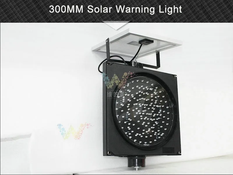 Factory Made Traffic Light 12 Inch Solar LED Amber Flashing Warning Light Road Blinker