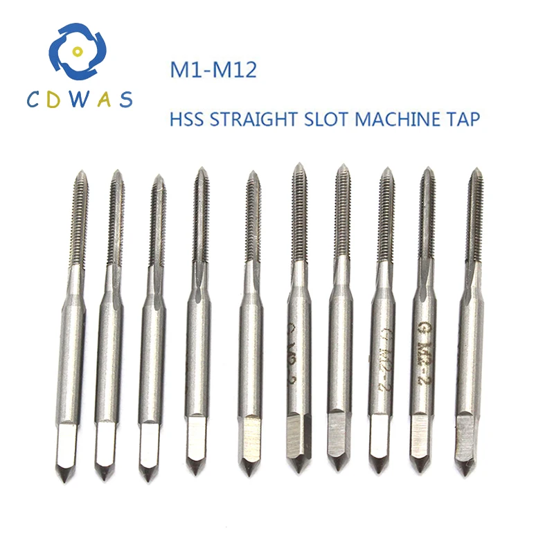 

10pc M1 M1.2 M2 M2.5 M3 M4 M5 M6 M7 M8 M9 M9 M10 M11 M12 high quality metric high speed steel HSS straight groove tap tool