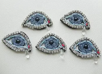 

10pcs sewn on applique, heavy bead applique patch, rhinestone bead applique patch, hand sewn on patch with skull