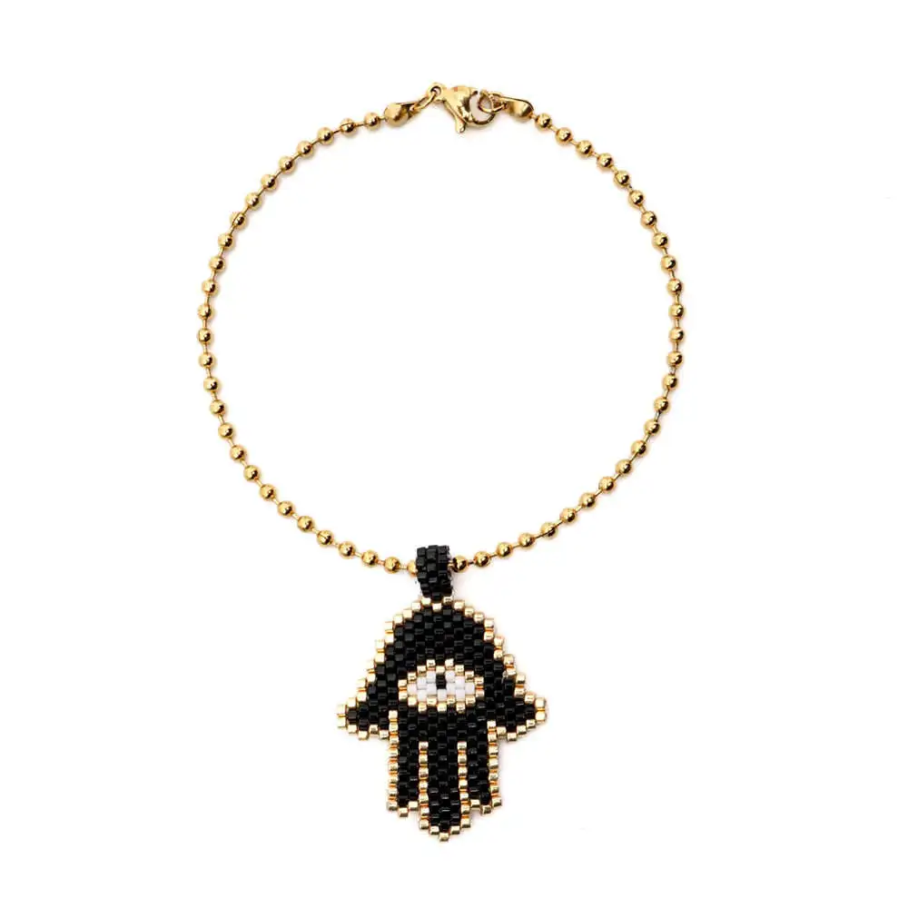 Go2boho MIYUKI браслет для Для женщин браслет на руку “Хамса” ручной работы Турецкий Дурной глаз Браслеты Mujer Insta Модные украшения подарок - Окраска металла: MI-B190119A Delicas