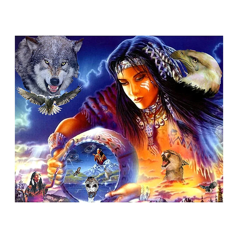 Diamond 5D DIY Diamond Painting The Spirit Of Indian 3D Embroidery Cross Stitch Mosaic Painting Decor BK