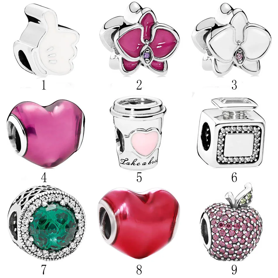 

Authentic 925 Silver DIY Jewelry Mickey Iconic Drink to go Signature Scent Apple Radiance Charms fit Pandora Bracelet Bangle