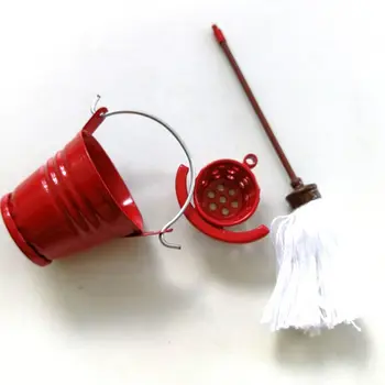 

Kitchen Garden Mop Bucket Classic Pretend Play Furniture Cute Toys Creative Gifts Presents 1:12 Dollhouse Miniature