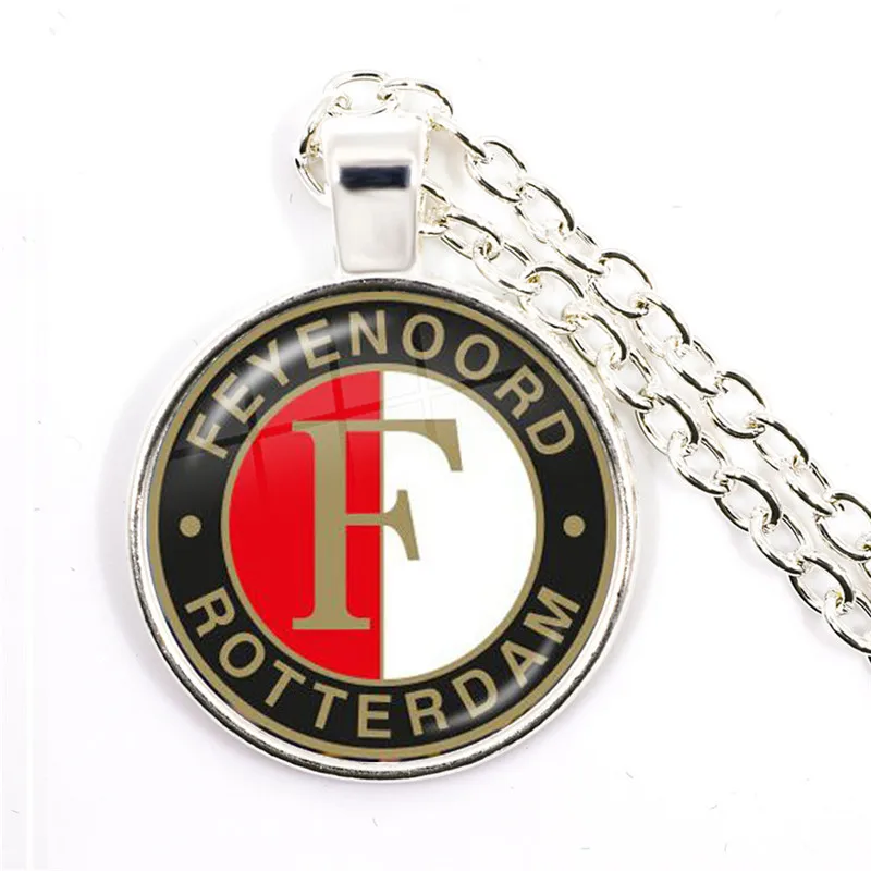 Feyenoord Роттердамский стеклянный ожерелье с кабошоном футбольные лиги логотип футбольный клубный кулон ожерелье для женщин мужчин фанатов подарок