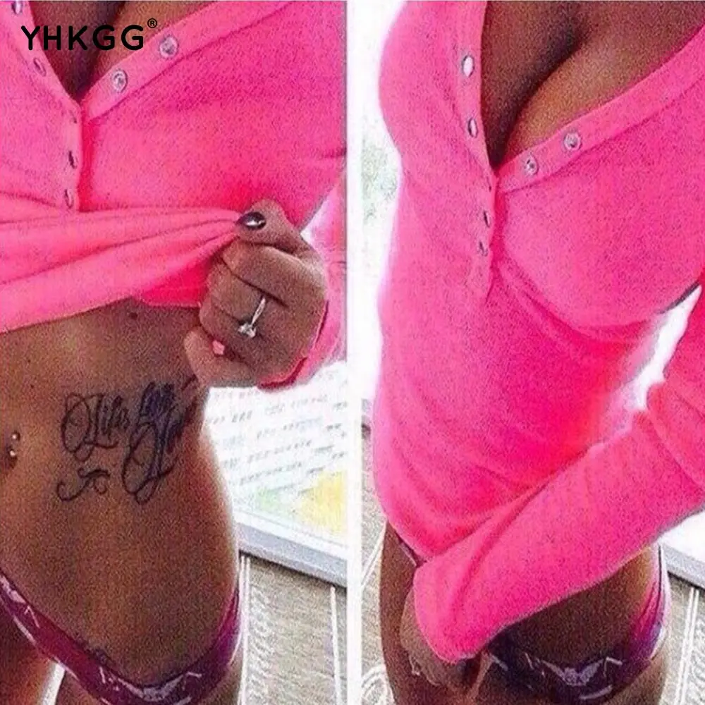 YHKGG plus size t shirt punk long sleeve sexy top women