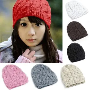 

Fashion Hat 7 Color Women Winter Hats Knitted wool Cap Crochet Hat Female Cap Feminino