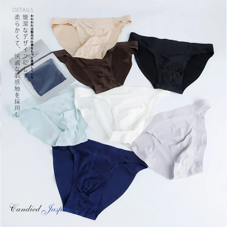 5PCS/LOT Breathable Smooth Sexy Men's Panties Man Briefs Gay Underwear Thongs Seamless Low Rise Mens Underpants Wholesale