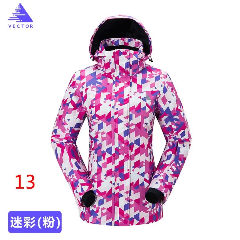 Векторная Брендовая женская лыжная куртка ветрозащитная Водонепроницаемая теплая зимняя куртка для катания на лыжах и сноуборде одежда для спорта на открытом воздухе зимнее пальто - Цвет: 13