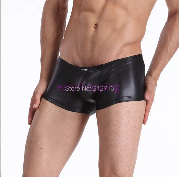 

Men's Sexy Cool Thermal Copy Leather PU Bikini Briefs Underwear Men Underpants Lot M/L/XL
