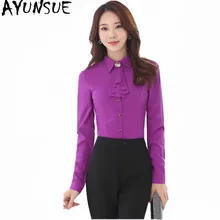 AYUNSUE элегантная теплая зимняя женская рубашка Женская рабочая одежда рубашки с длинными рукавами плюс размер Осень Тонкий OL официальные Топы 5XL WXF609