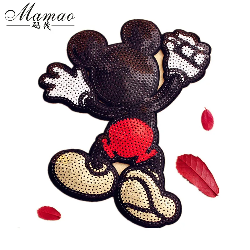 1PCS Mouse Sequins Embroidery Patches for Clothing Parches Bordados Cartoon Patch Stripes on Clothes Embroidered Iron | Дом и сад
