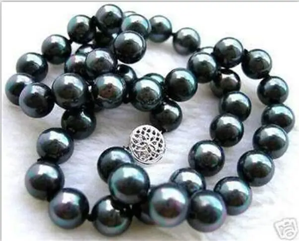 

12mm natural tahitian black pearl necklace 18inch (9.13)